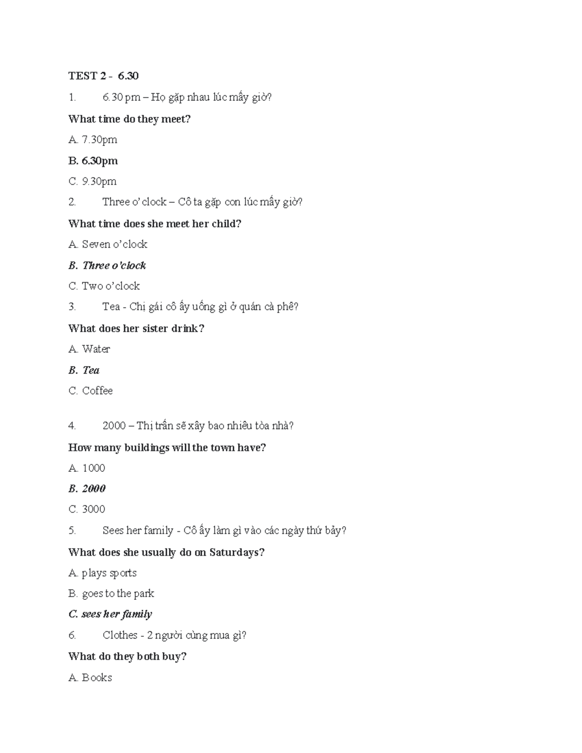 TEST 2 - Listening Comprehension Questions and Answers - Studocu