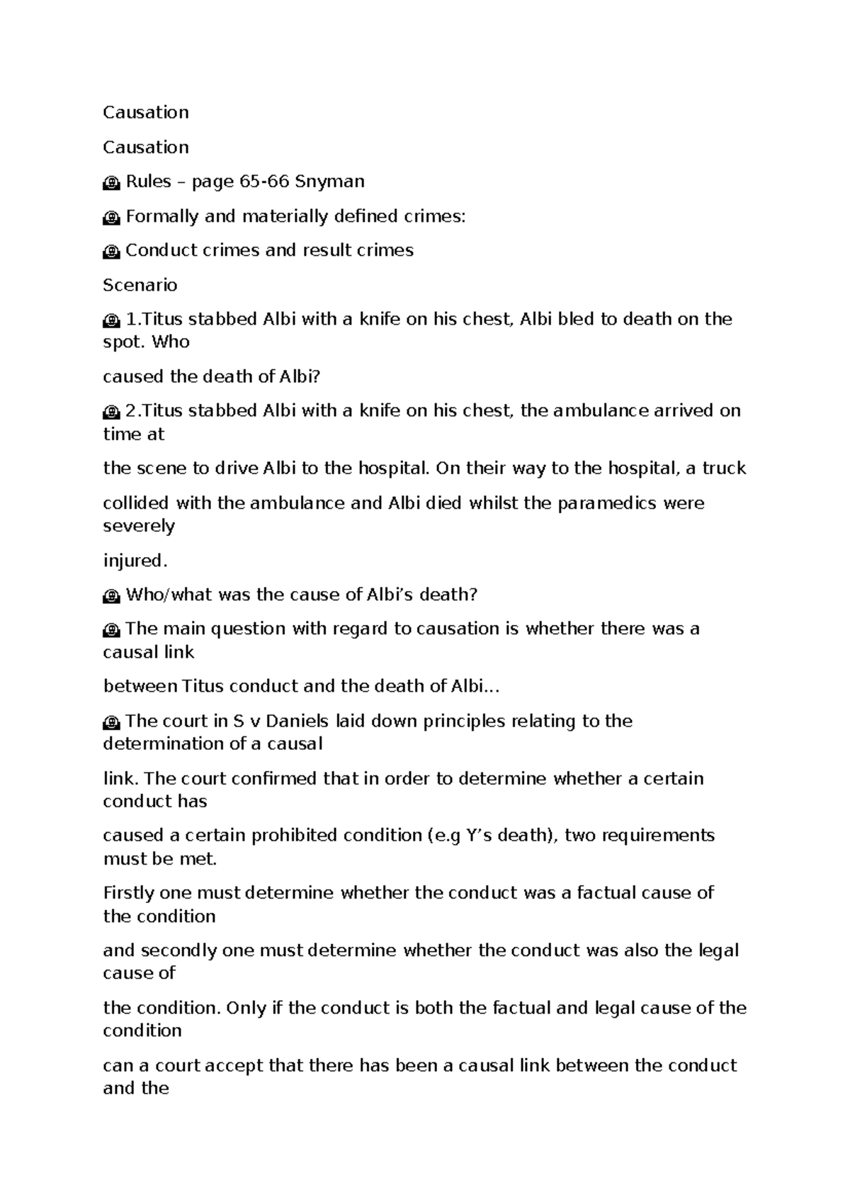 IURI 273 Causation in the Law of Delict: Key Concepts & Cases - Studocu