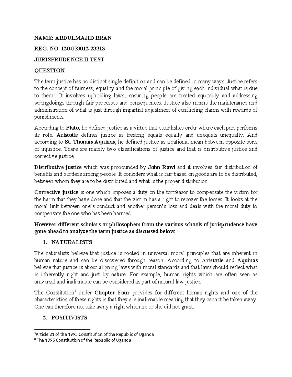 JURISPRUDENCE II: Understanding Justice and Its Theories in Depth - Studocu