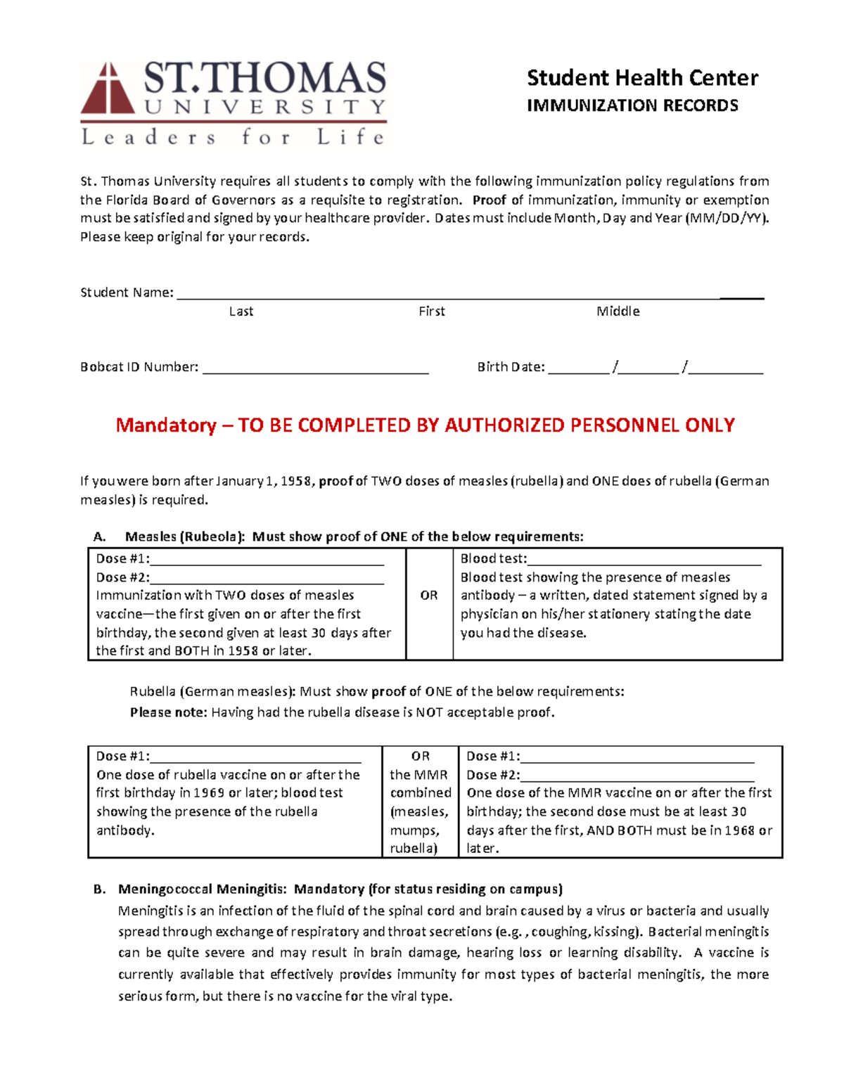 STU 101 - Online Student Immunization Record Form Guidelines - Studocu