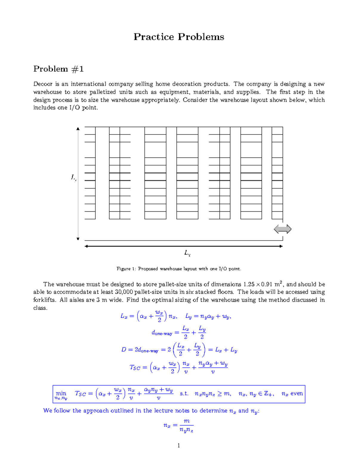 Practice Problems Set 1: Warehouse Design & Optimization - Studocu
