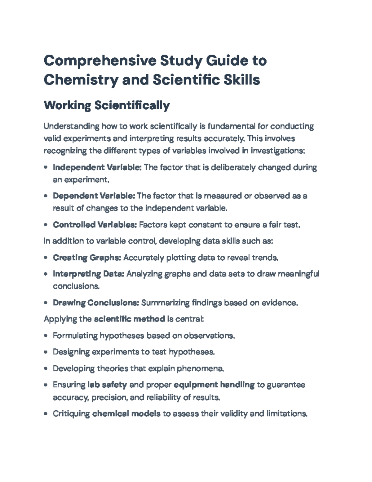 Comprehensive Chemistry Study Guide: Concepts & Techniques for Success ...