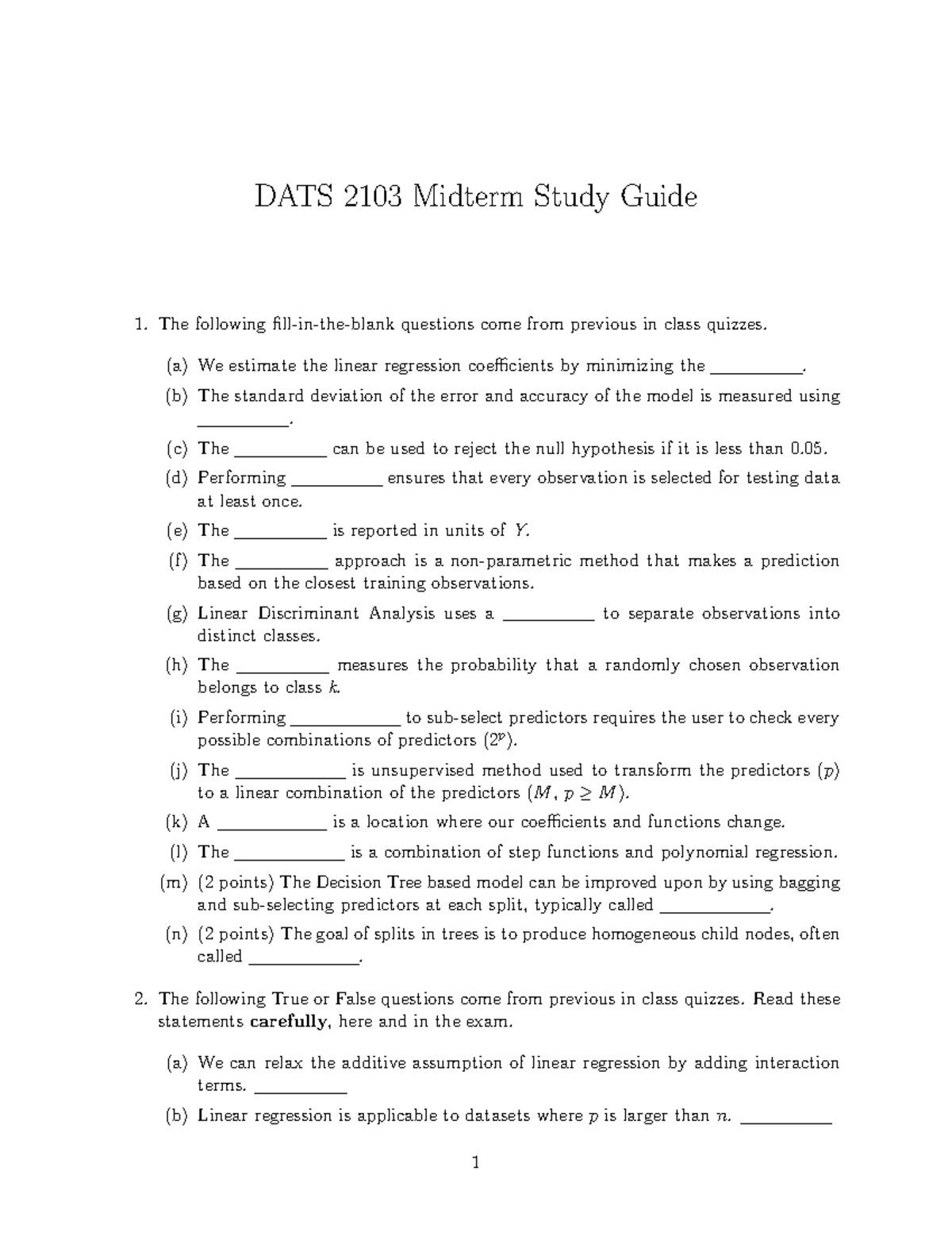 DATS 2103 Midterm Study Guide: Key Topics & Concepts Review - Studocu