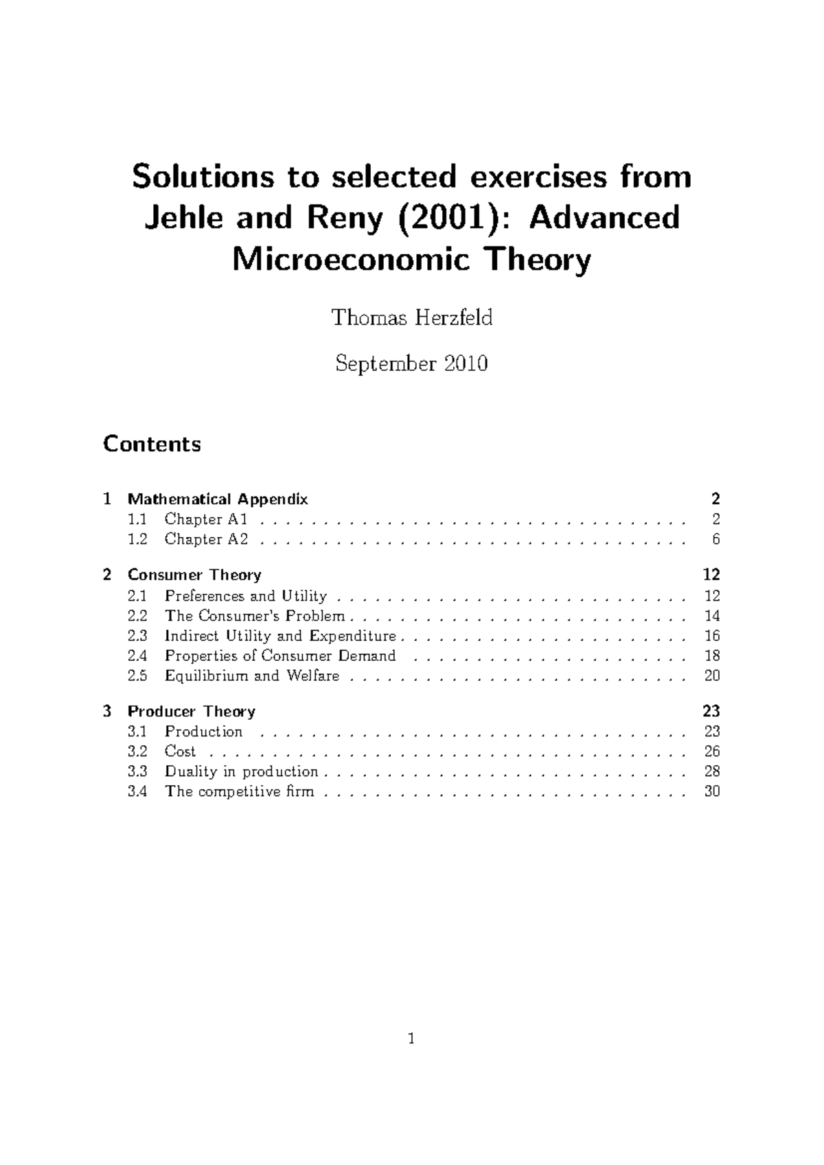 Advanced Microeconomic Theory Solutions to Selected Exercises (79764 ...