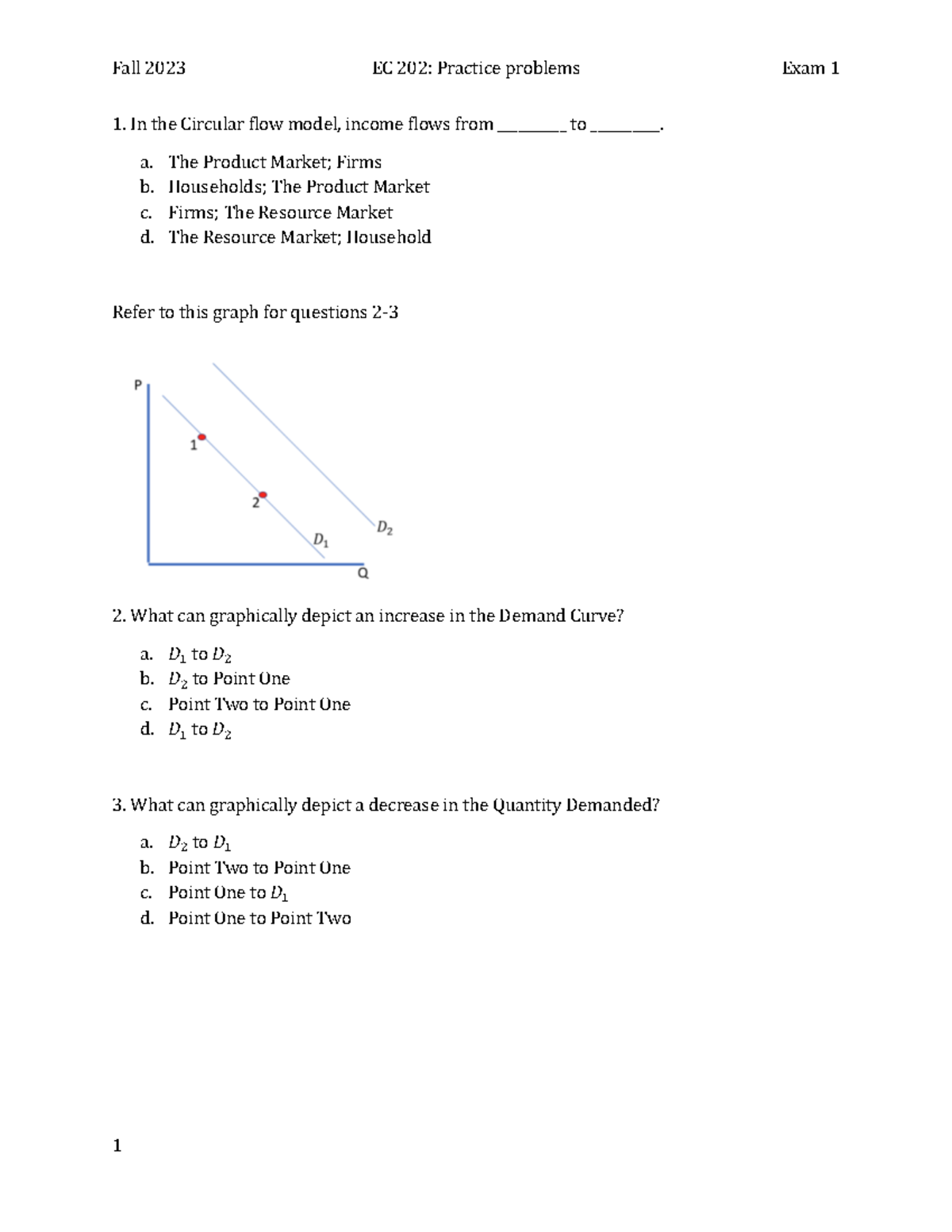 Fall 2023 EC 202: Exam 1 Practice Problems Solutions and Analysis - Studocu