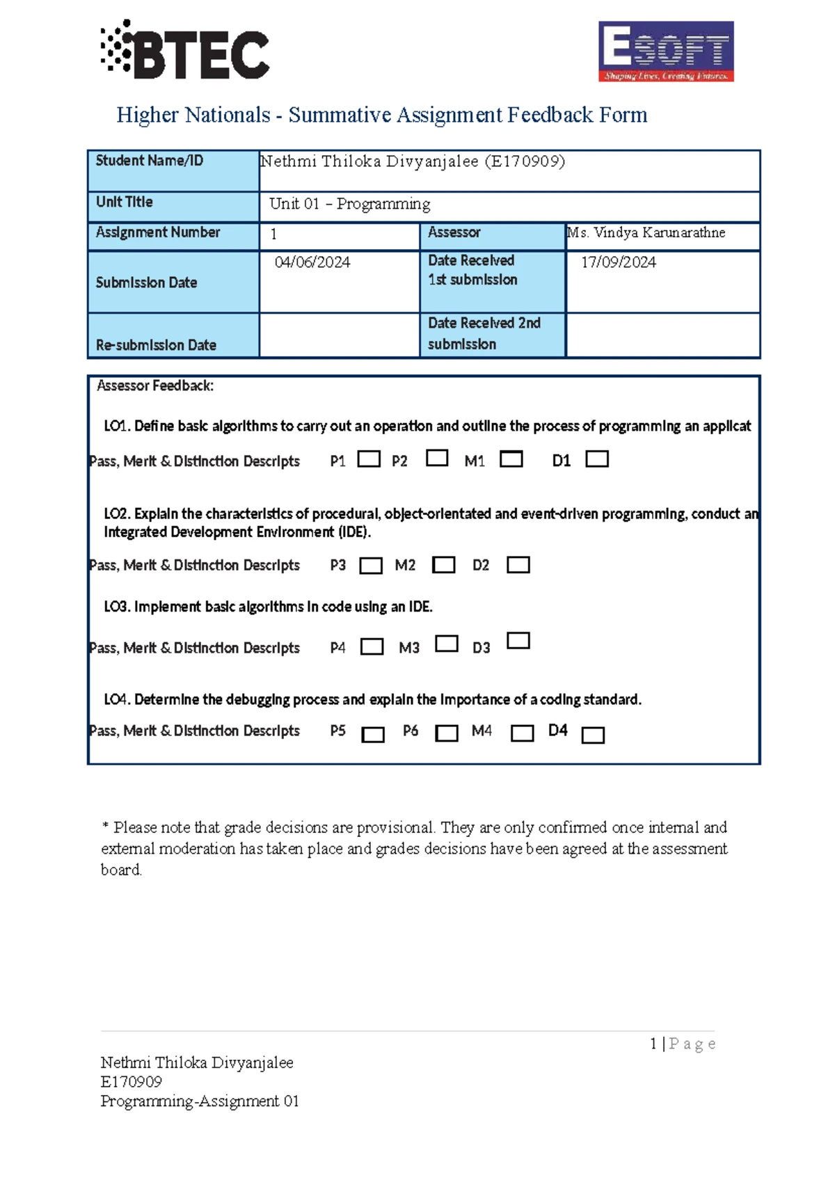 BTEC HND Computing Unit 02: Networking Assignment Feedback (E170909 ...