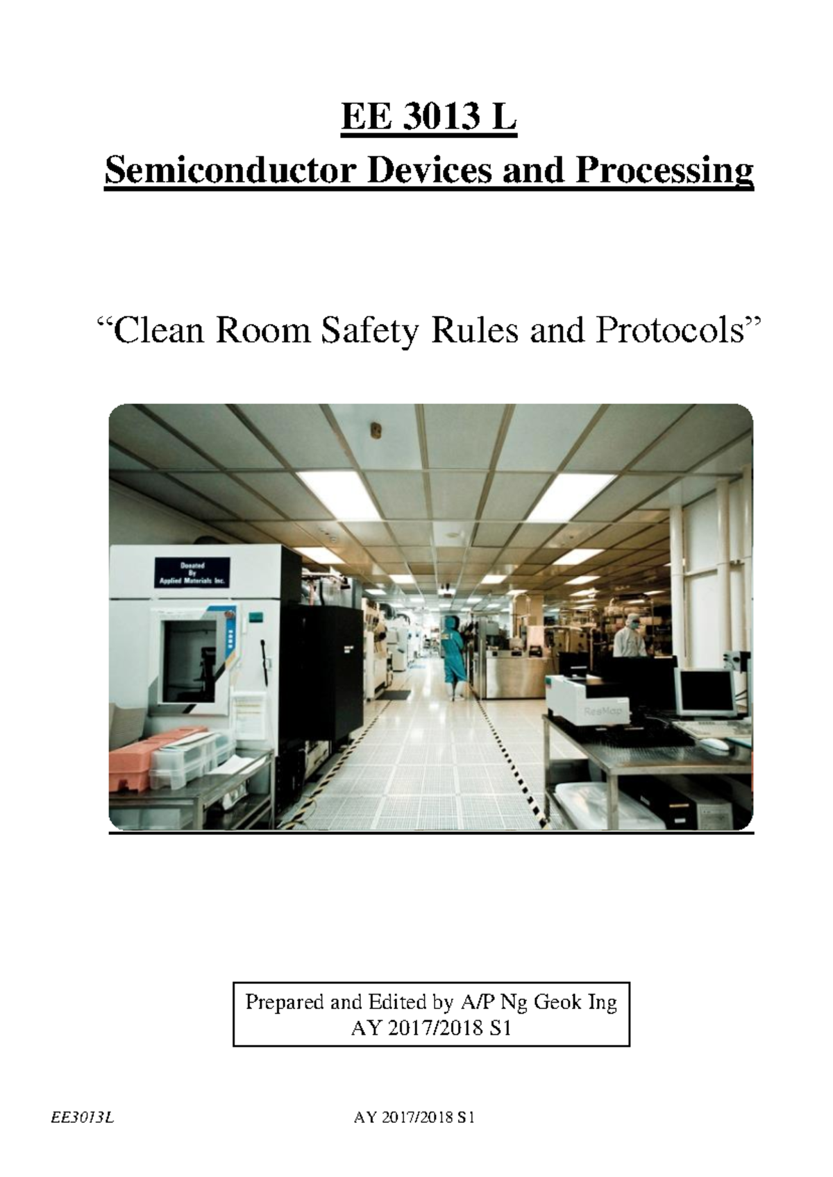 EE3013L Lab Notes: Clean Room Safety Rules & Protocols Overview - Studocu