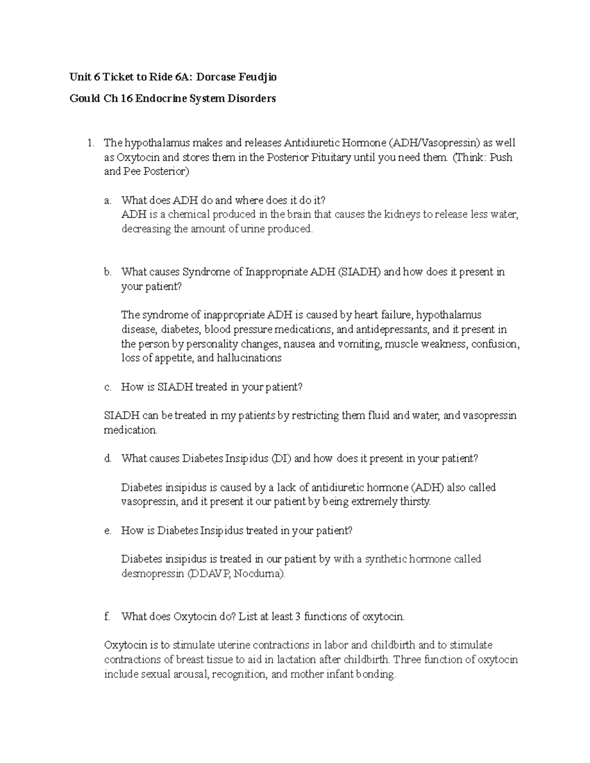 Unit 6 Study Guide: Endocrine System Disorders and Diabetes - Studocu