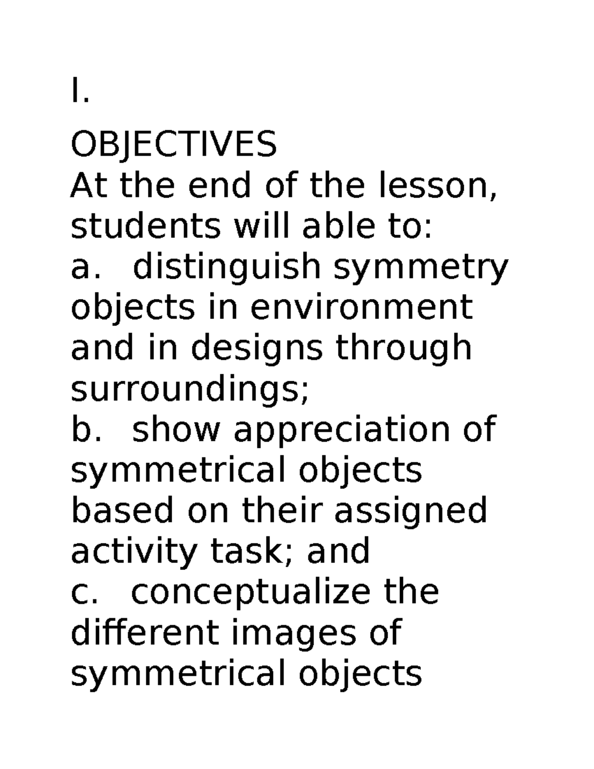 Grade 3 COT Lesson: Exploring Symmetry in Objects and Designs - Studocu