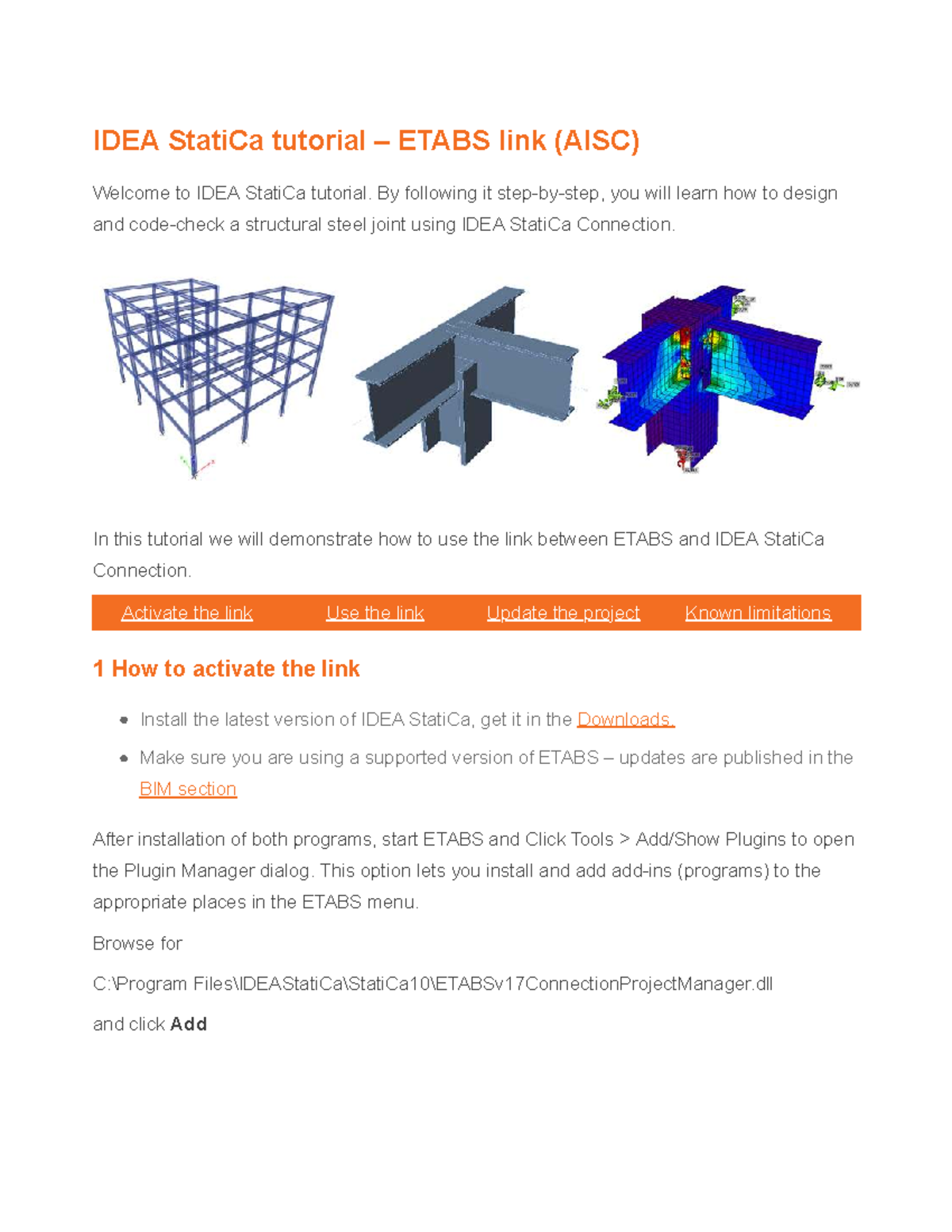 IDEA StatiCa & ETABS Link Tutorial (AISC) for Steel Joint Design - Studocu