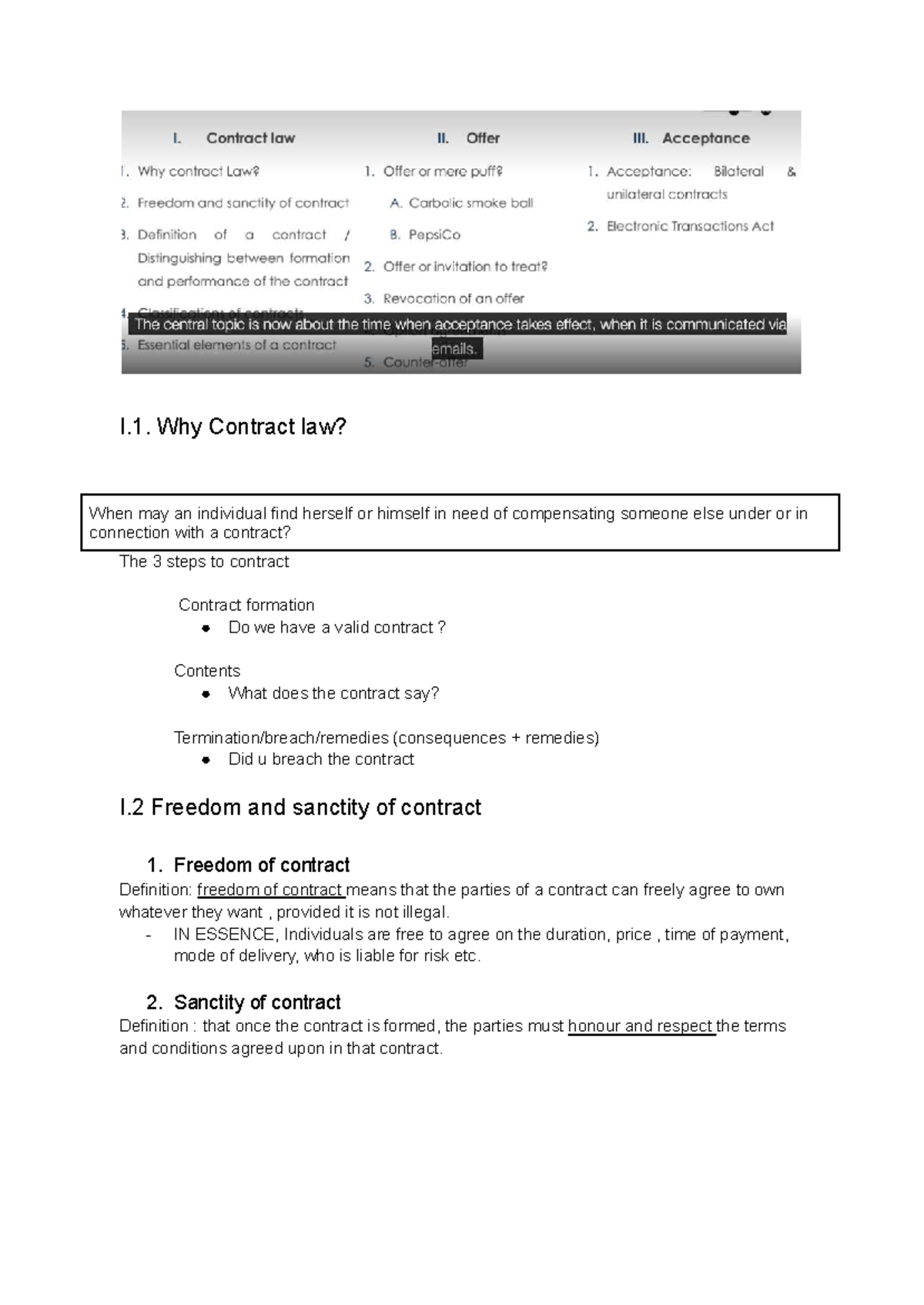 II. The Law of Contract: Key Concepts and Case Studies - Studocu