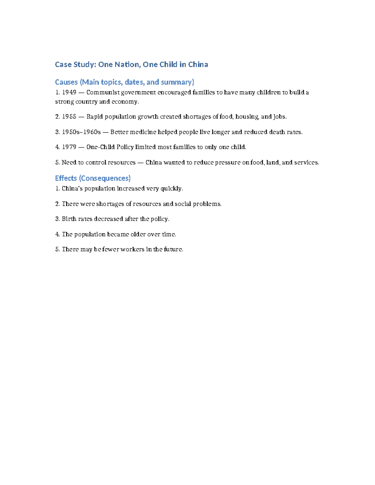 china-case-study-one-child-policy-causes-effects-analysis-studocu