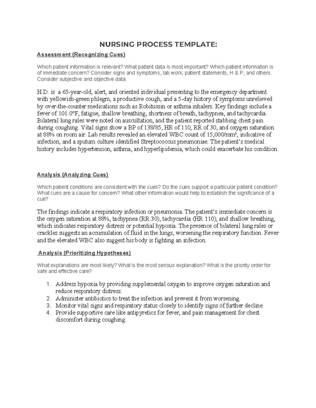NURS 101: Concept Map on Infection - Nursing Process Template - Studocu