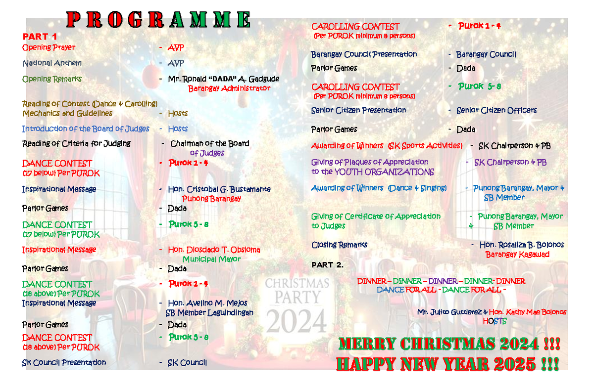 Xmas 2024 program inside Finallll - PART 1 Opening Prayer - AVP ...