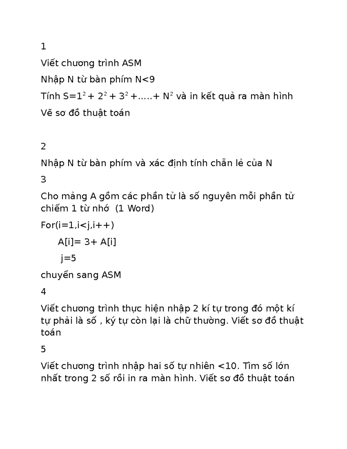 ASM Programming Exercises: Input, Output, and Algorithms - Studocu