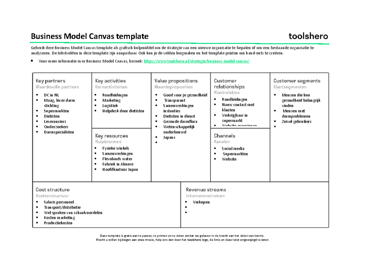 Business Model Voorbeeld Business Model Canvas Customer