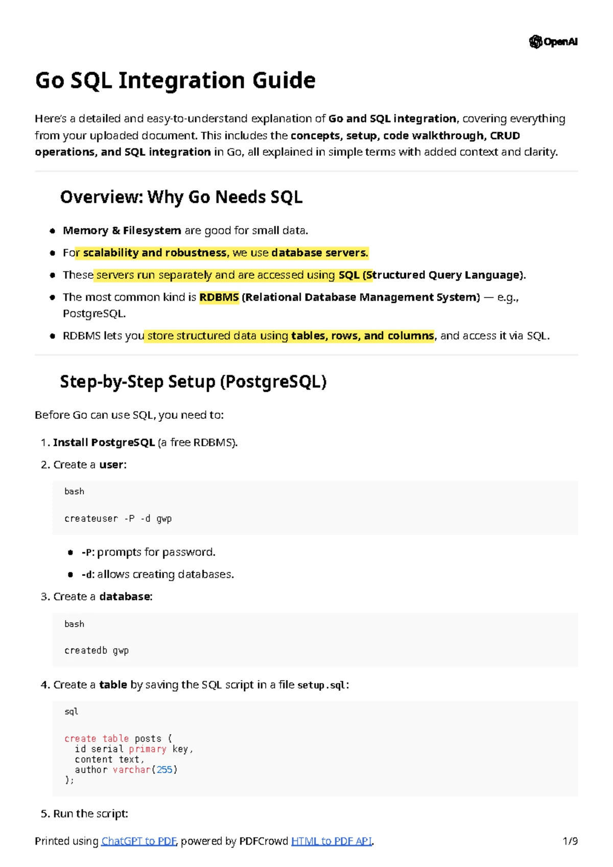 Go SQL Relationships: Understanding Table Connections and Structs - Studocu