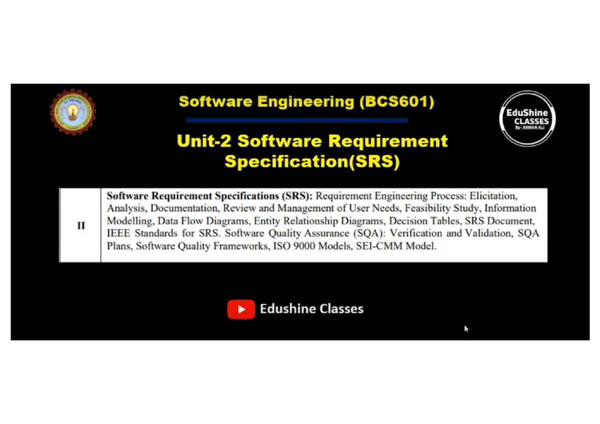 Software Engineering (BCS601) Final Exam Notes: SRS & Requirement ...