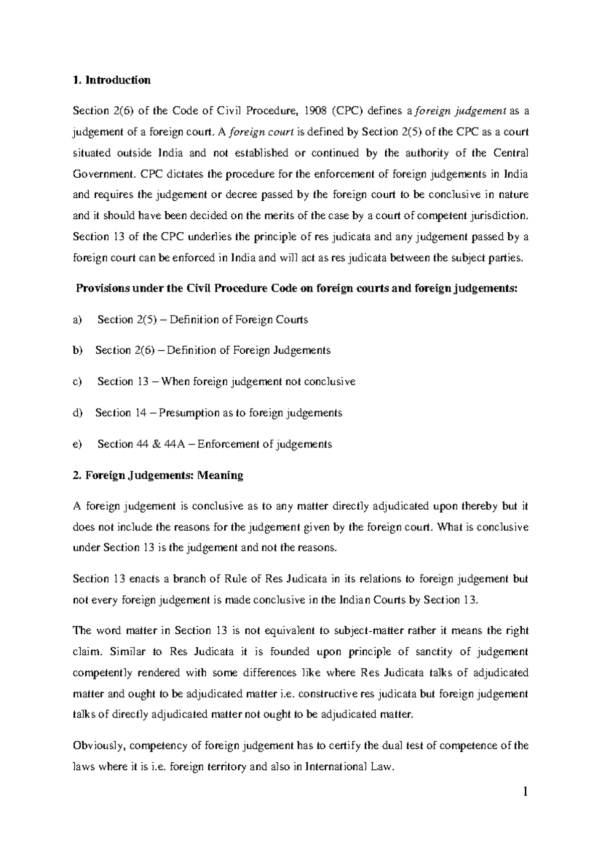 Foreign Judgement by Prabhat Kumar - Introduction Section 2(6) of the ...