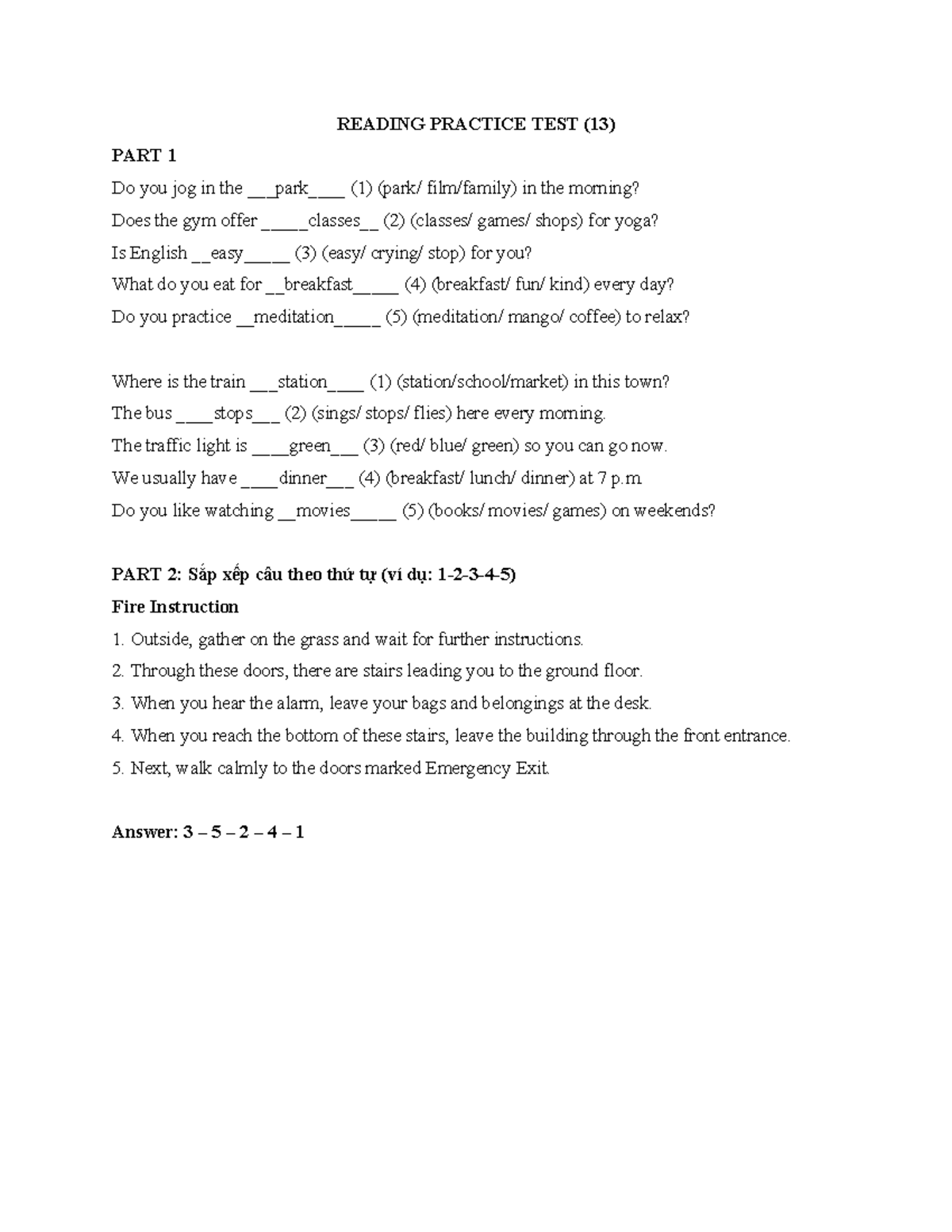 Reading Practice Test (B1) - Session 13 - Studocu
