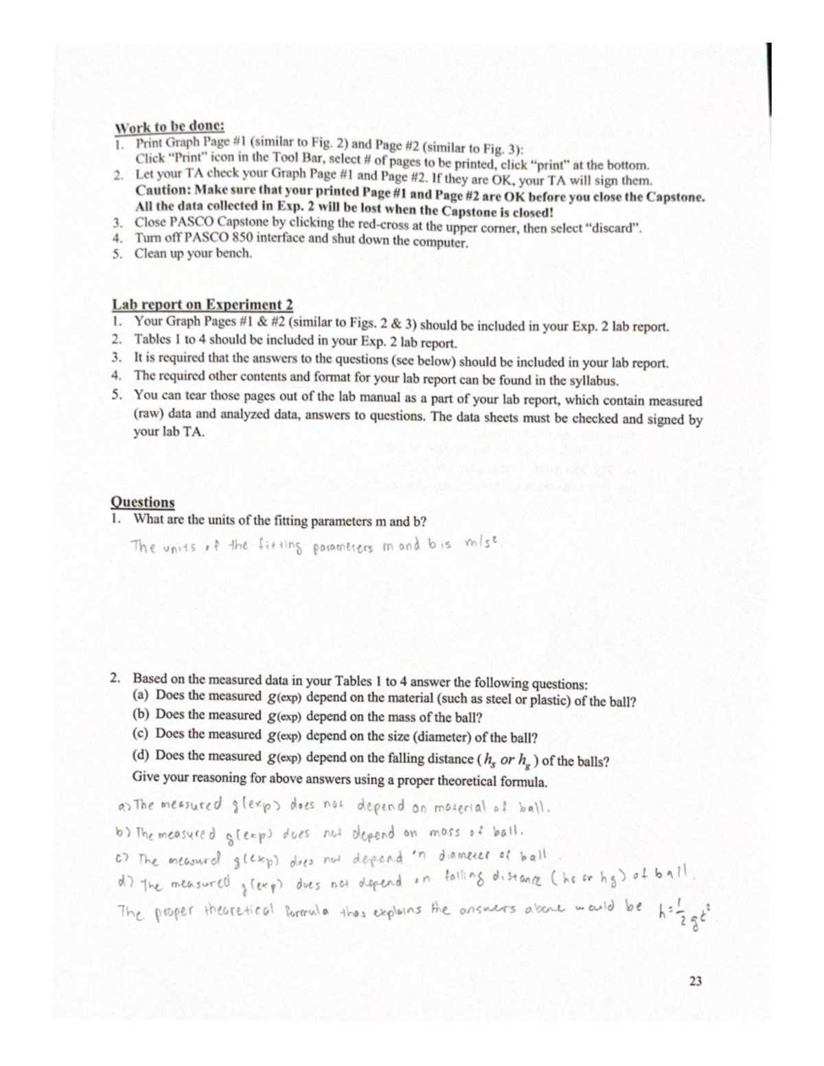 PHY 2048 Lab Report 3: Experiment 2 Data and Analysis Instructions ...
