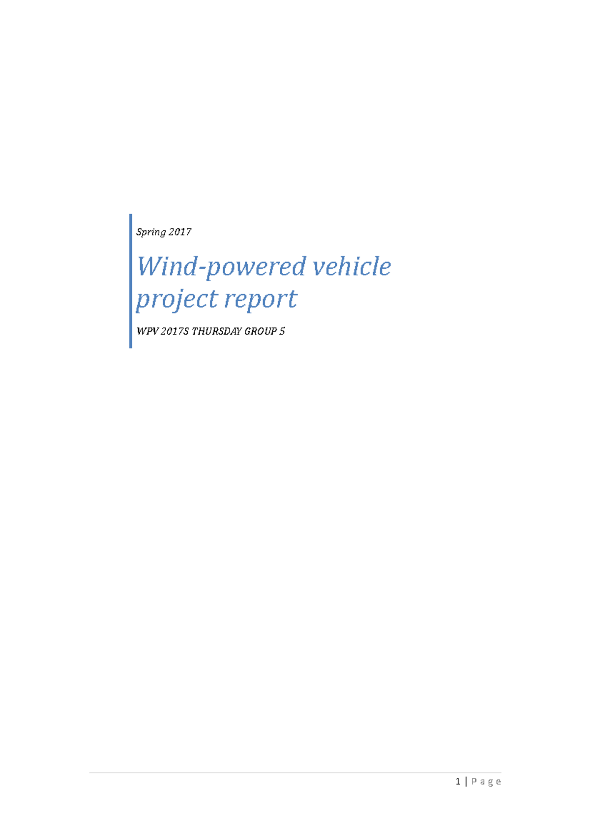 wind powered vehicle report - Spring 2017 Wind-powered vehicle project ...
