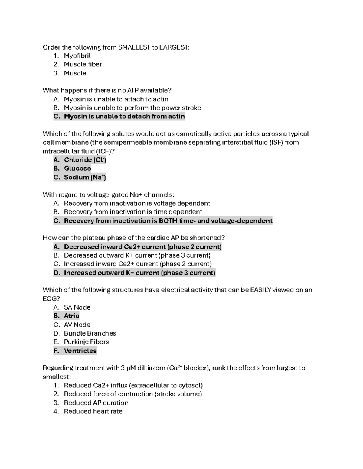 CAPS Practice Questions for Muscle and Cardiovascular - Order the ...