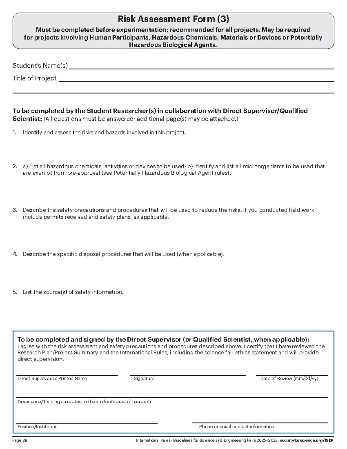 Risk Assessment Form (3): Essential for Project Safety Compliance - Studocu