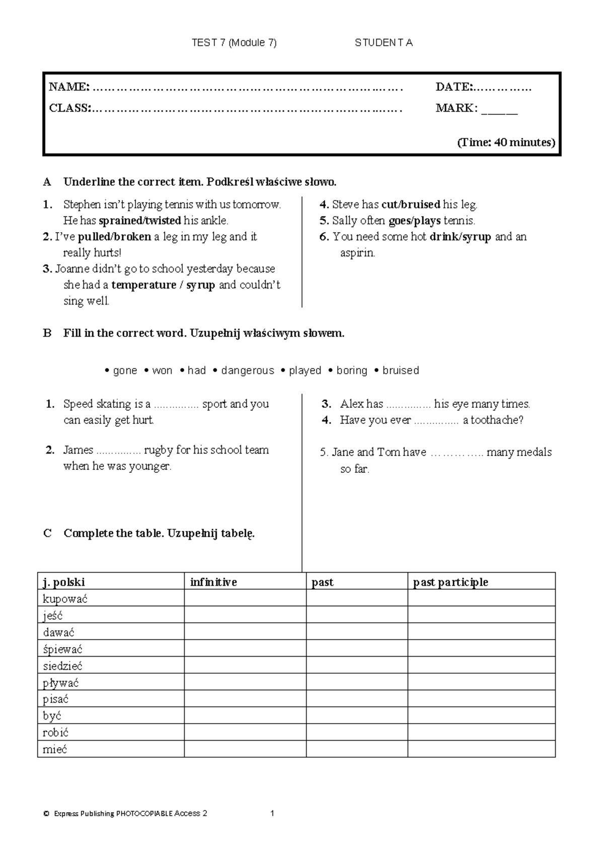 TEST 7 (Module 7) Student A & B - English Language Practice - Studocu