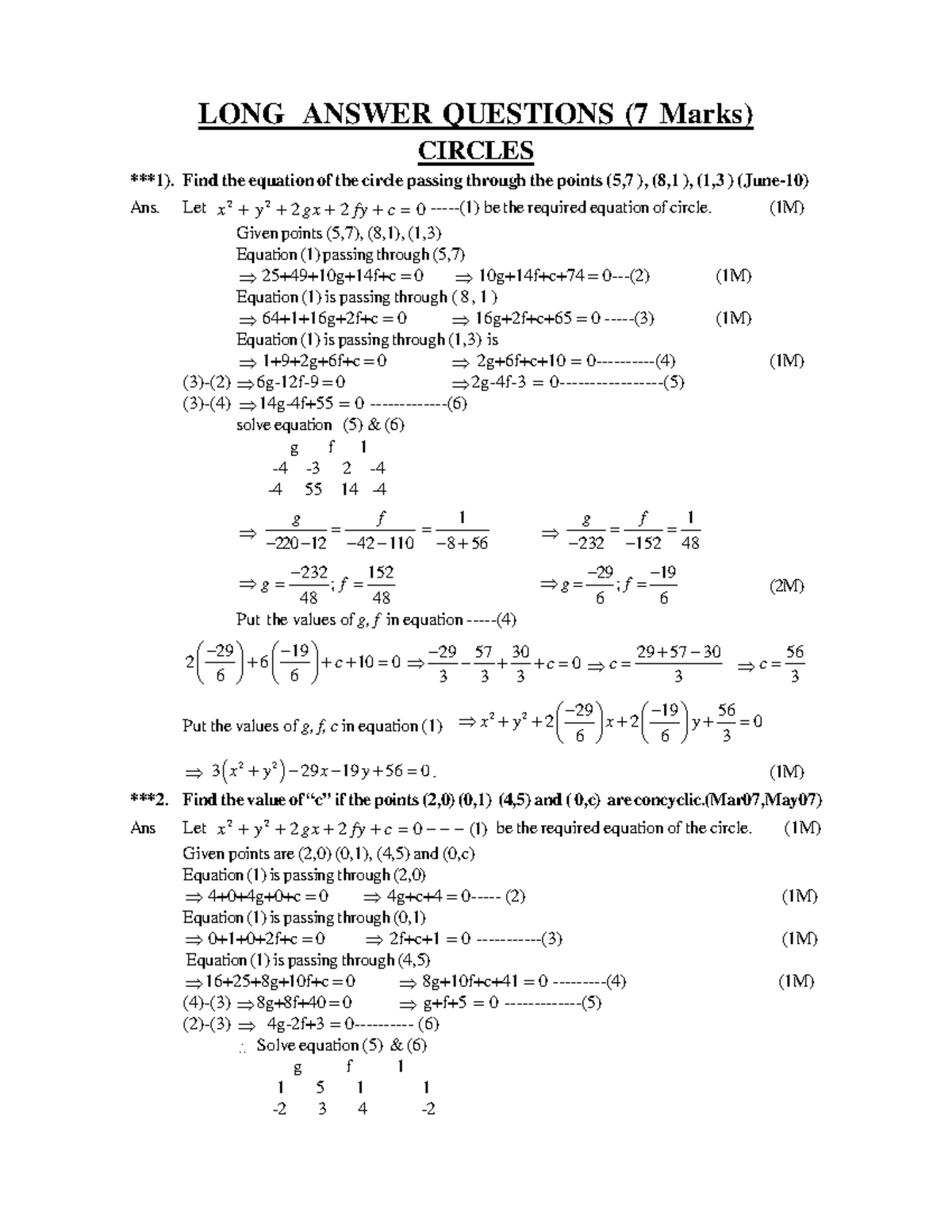 SR Maths-IIB Long Answer Questions Solutions on Circles - Studocu
