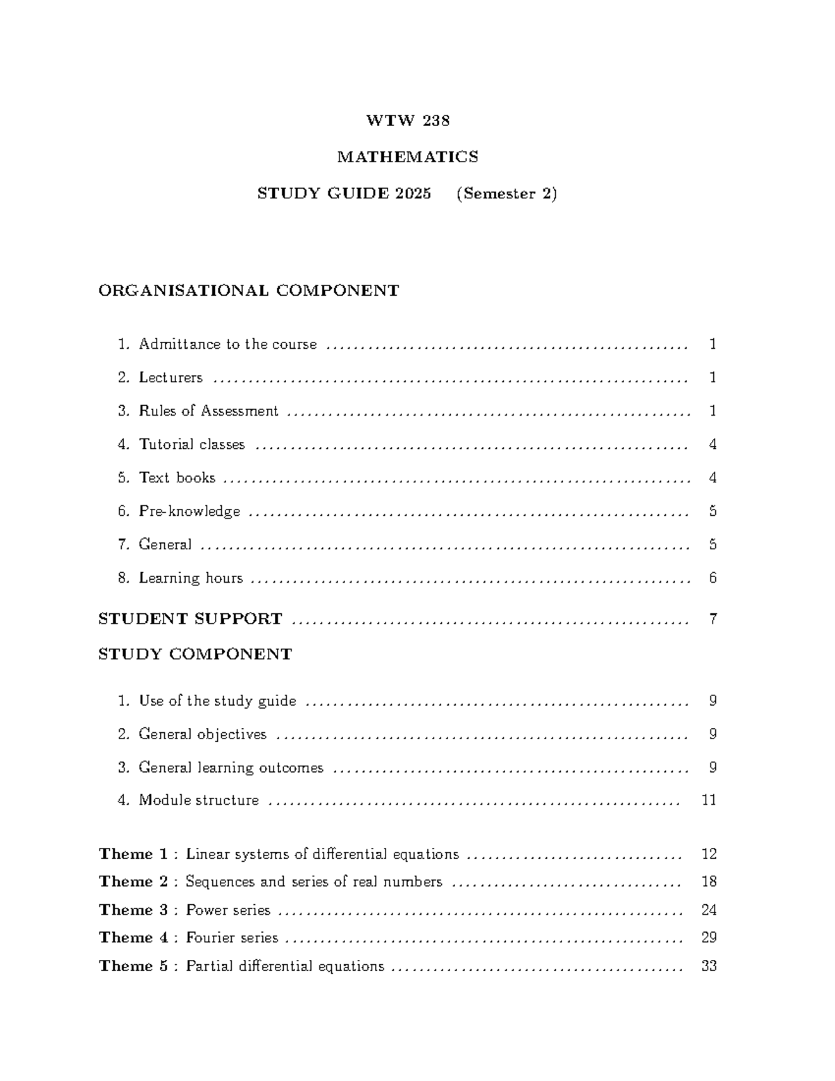 WTW 238 Mathematics Study Guide 2025: Semester 2 Overview - Studocu