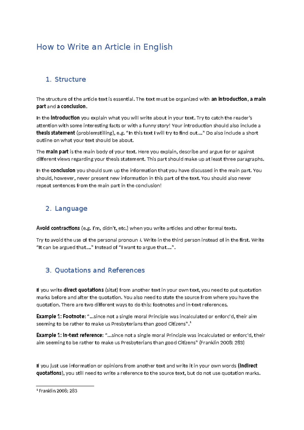 Writing an Article in English: Structure & Language Tips - Studocu