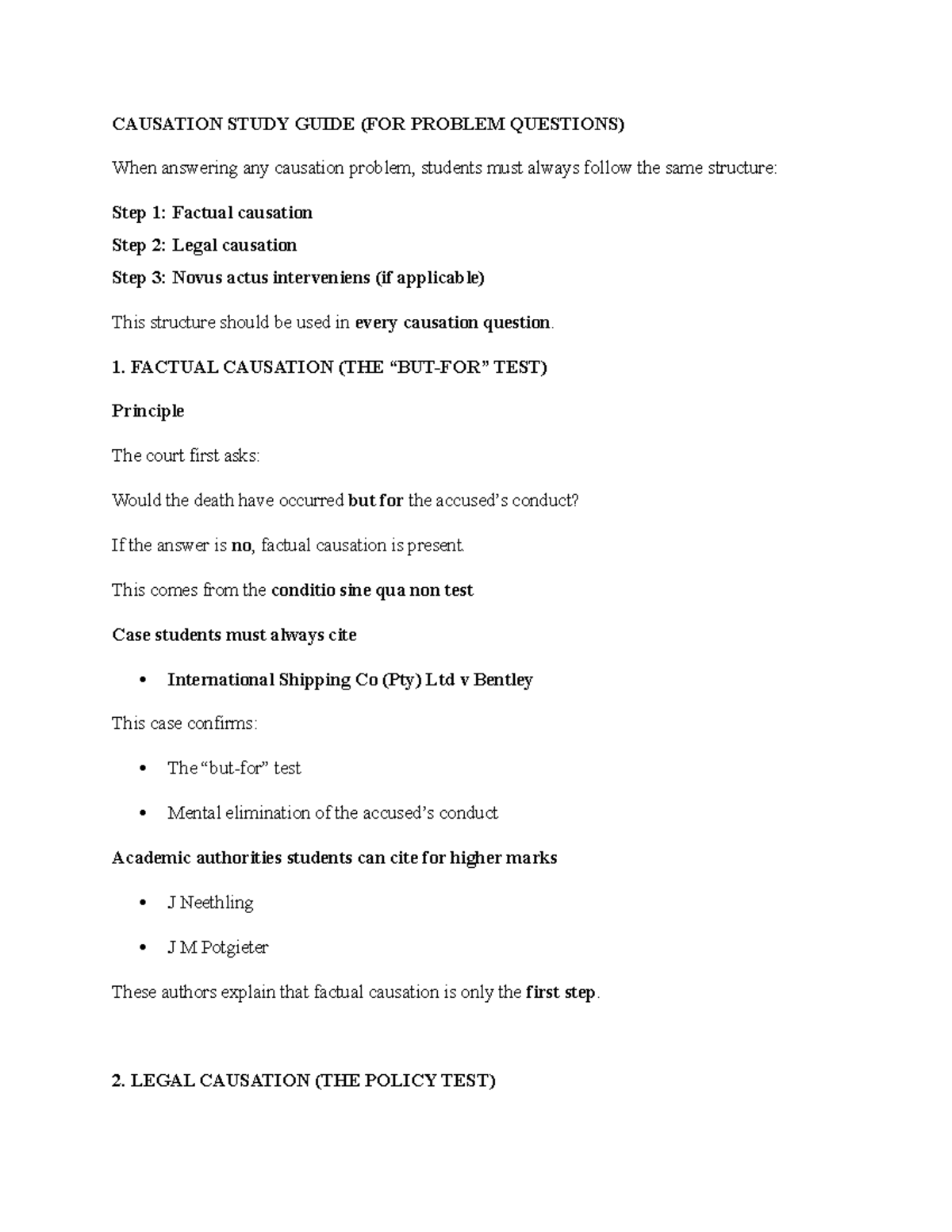 Causation Study Guide: Key Principles & Exam Strategies - Studocu