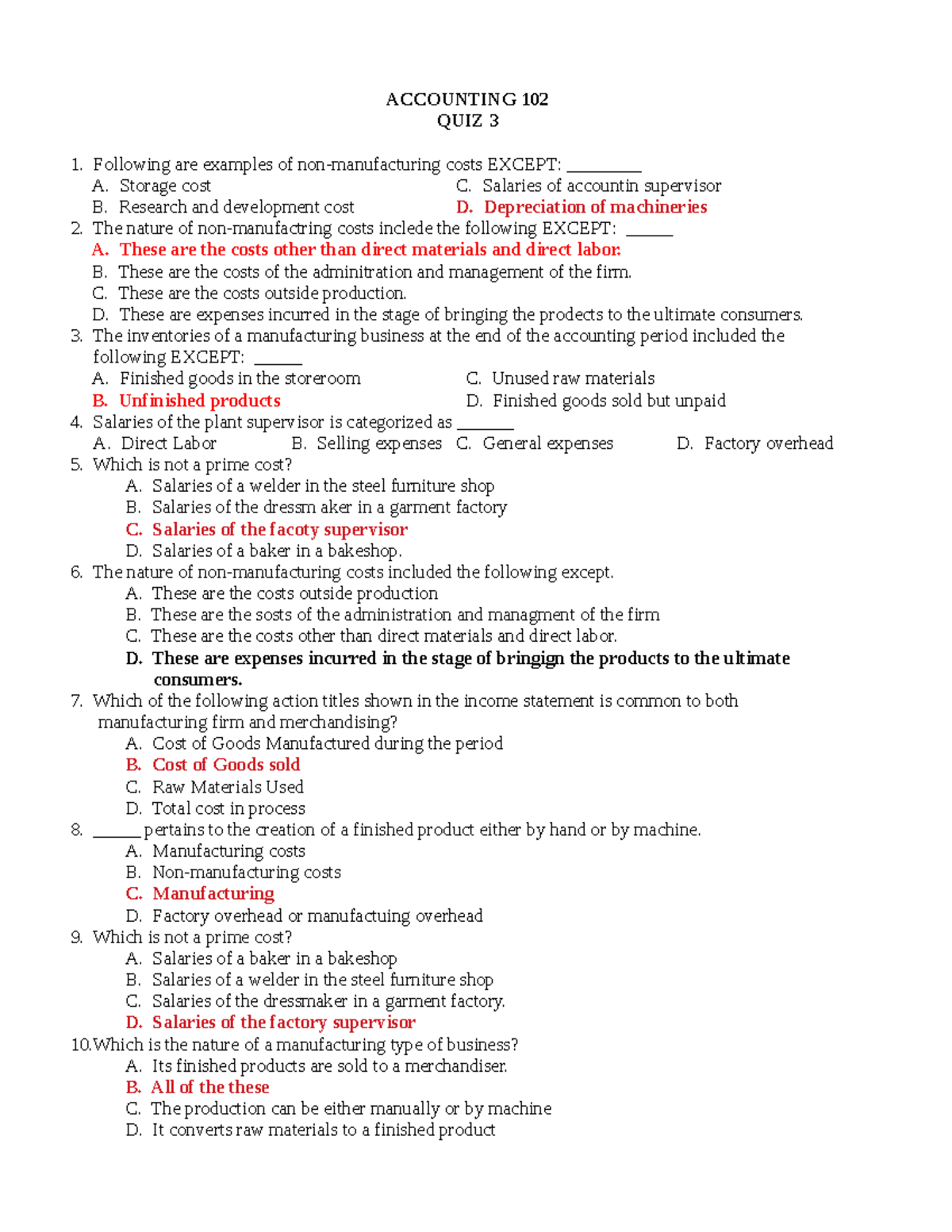 Accounting 102 - Quiz 3, 5, and 6 Review Materials - Studocu