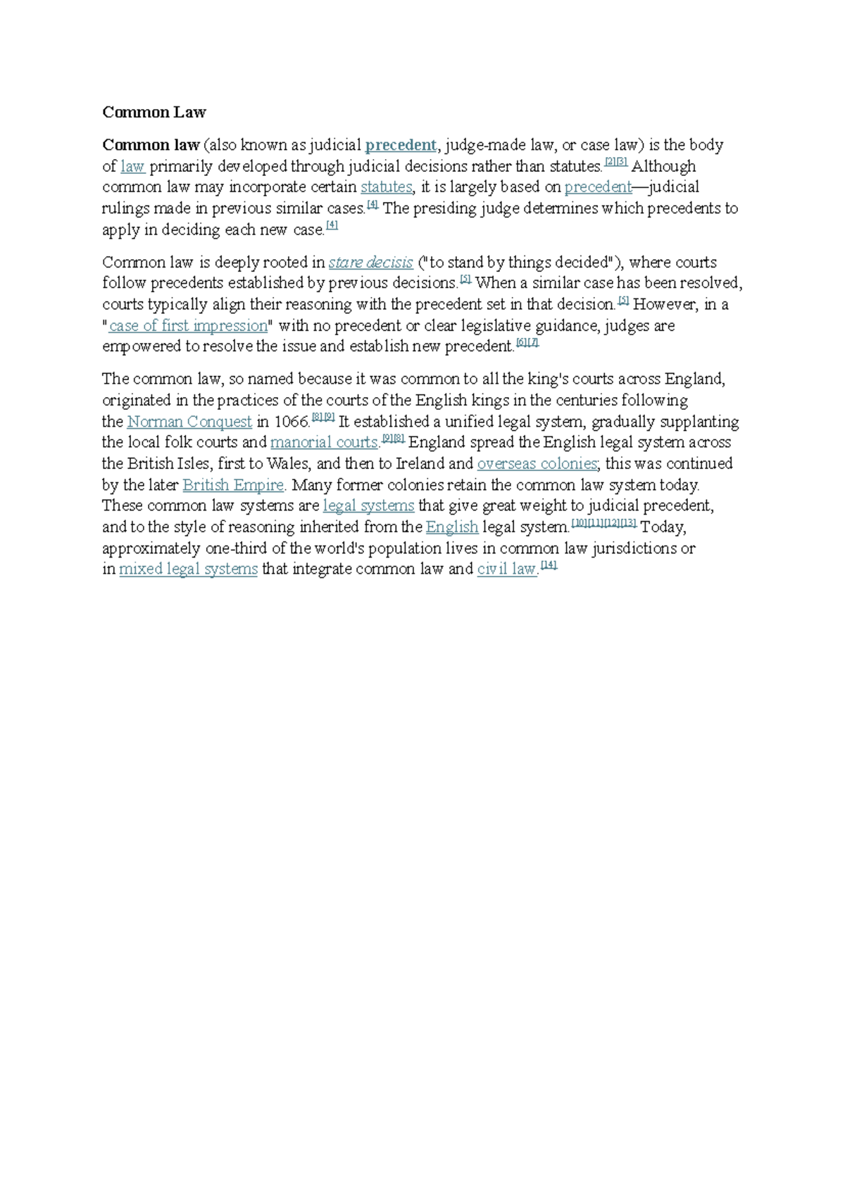 Common Law Overview: Principles, History, and Global Impact - Studocu