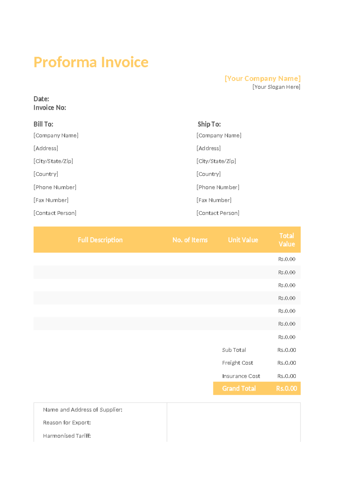 Performa invoice template - Proforma Invoice [Your Company Name] [Your ...