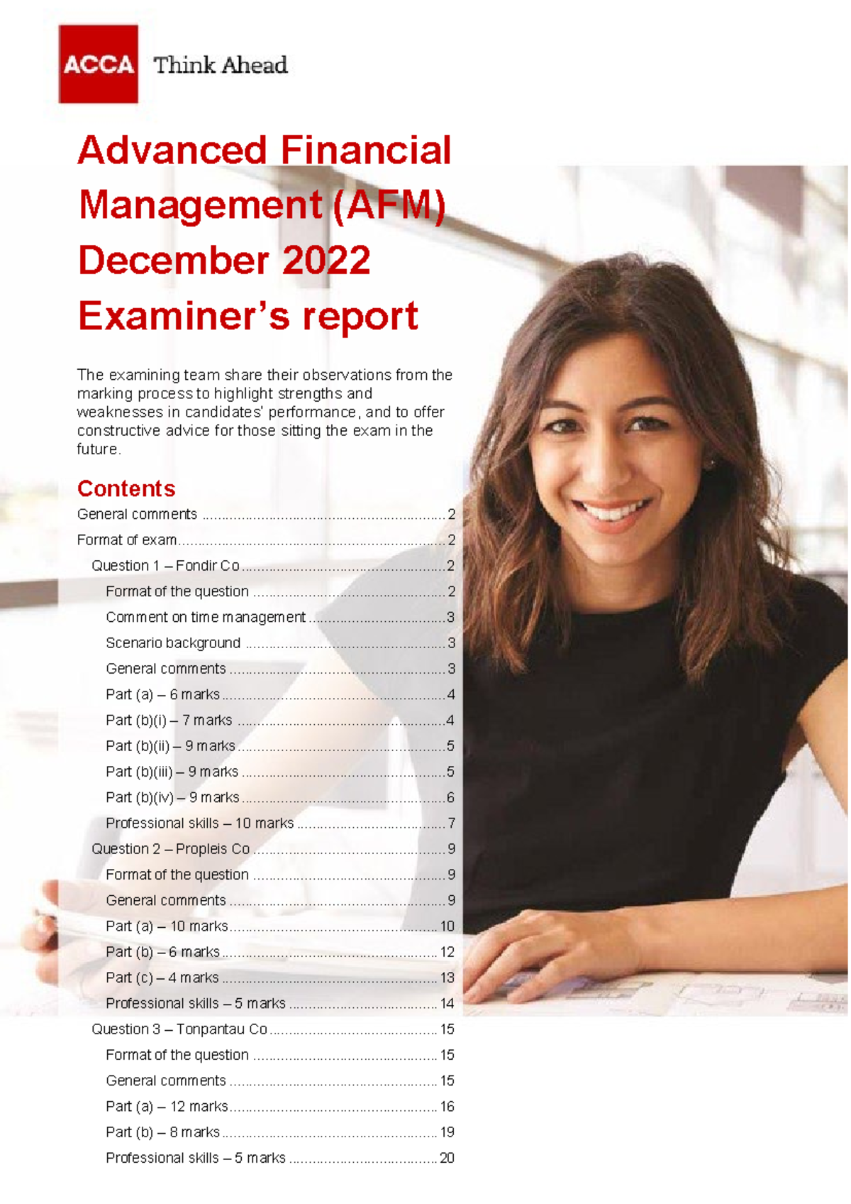 AFM D22 Examiner Report - Advanced Financial Examiner’s report The ...