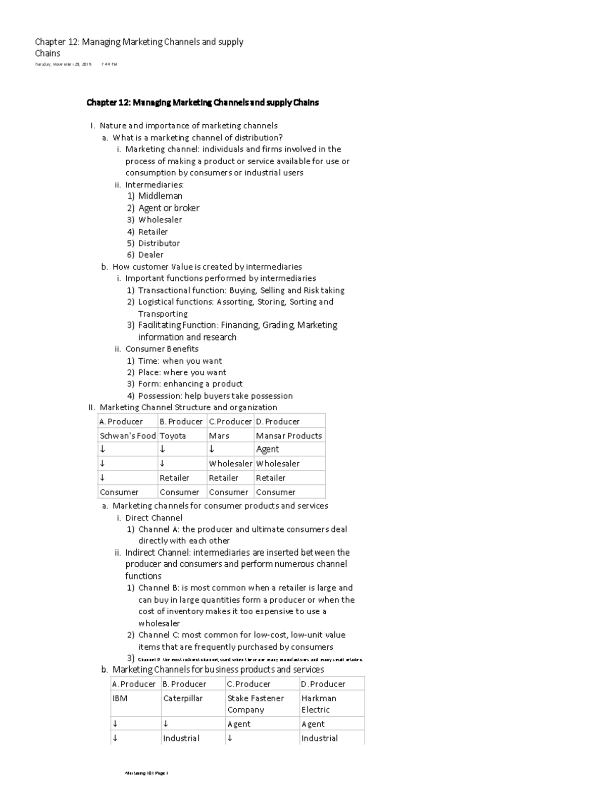 Chapter 12 Managing Marketing Channels and supply Chains - Nature and ...