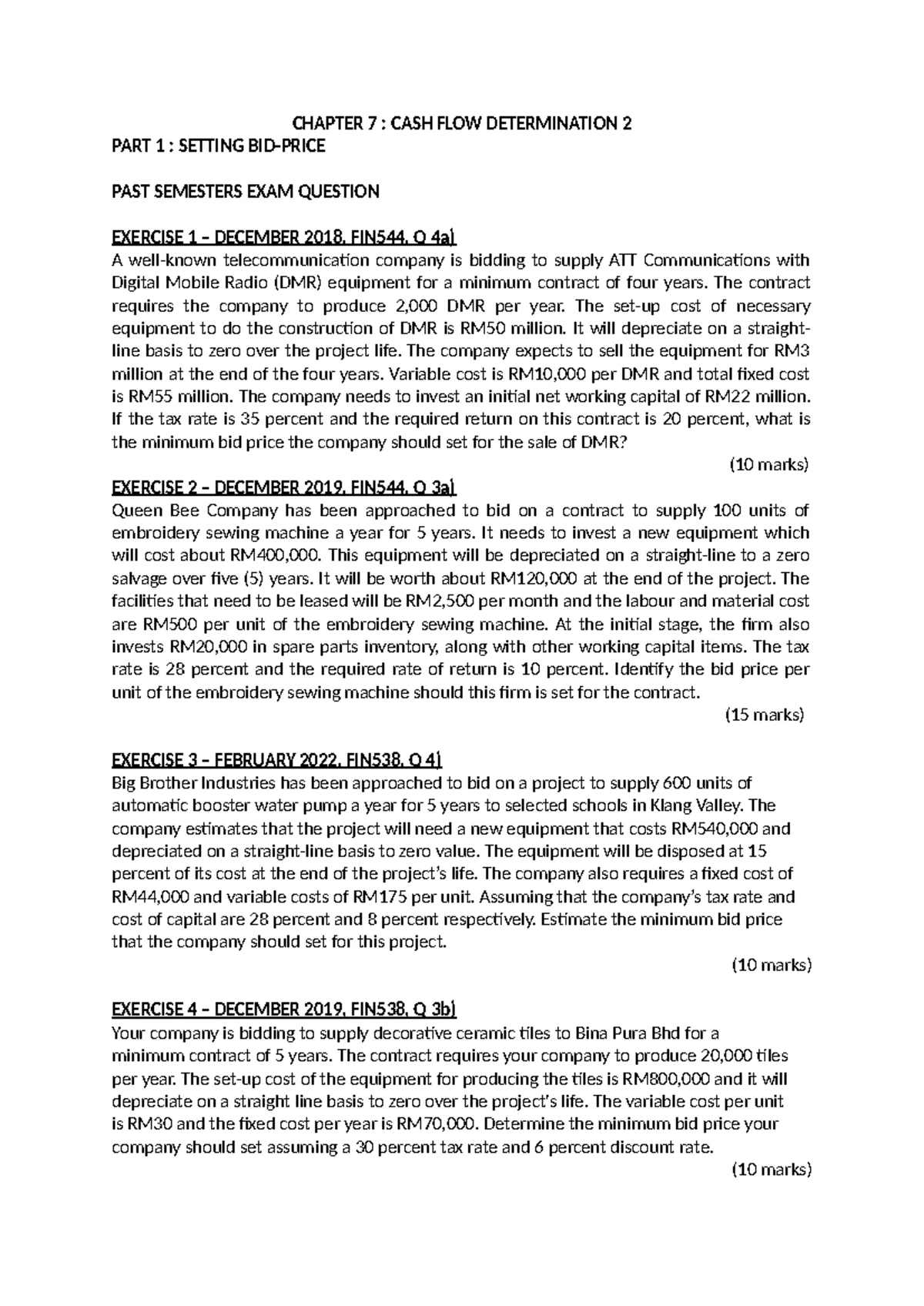 FIN537 - Course Outline - SCHEME OF WORK SEM MARCH - JULY 2024 Course ...