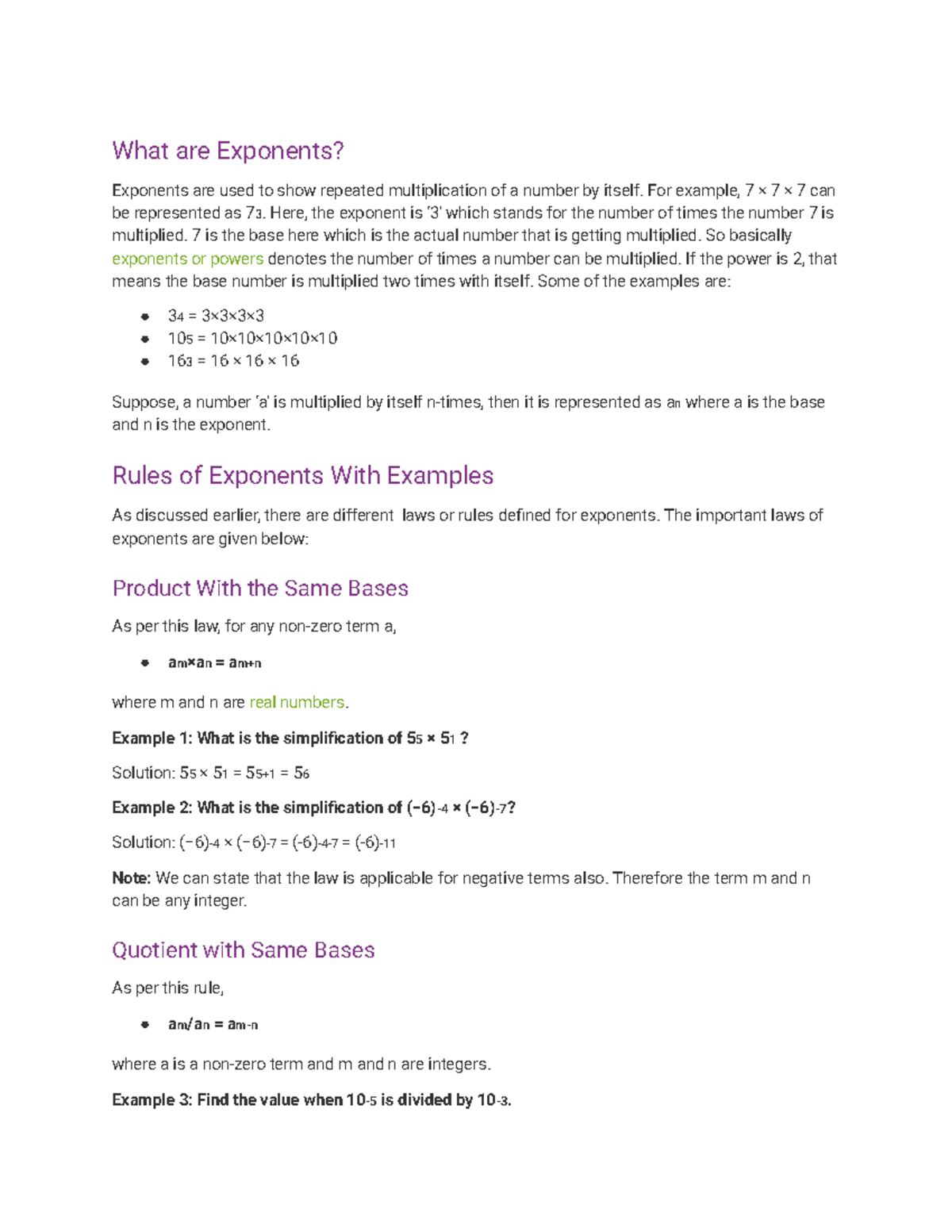 Exponents - Google Docs - What are Exponents? Exponents are used to ...