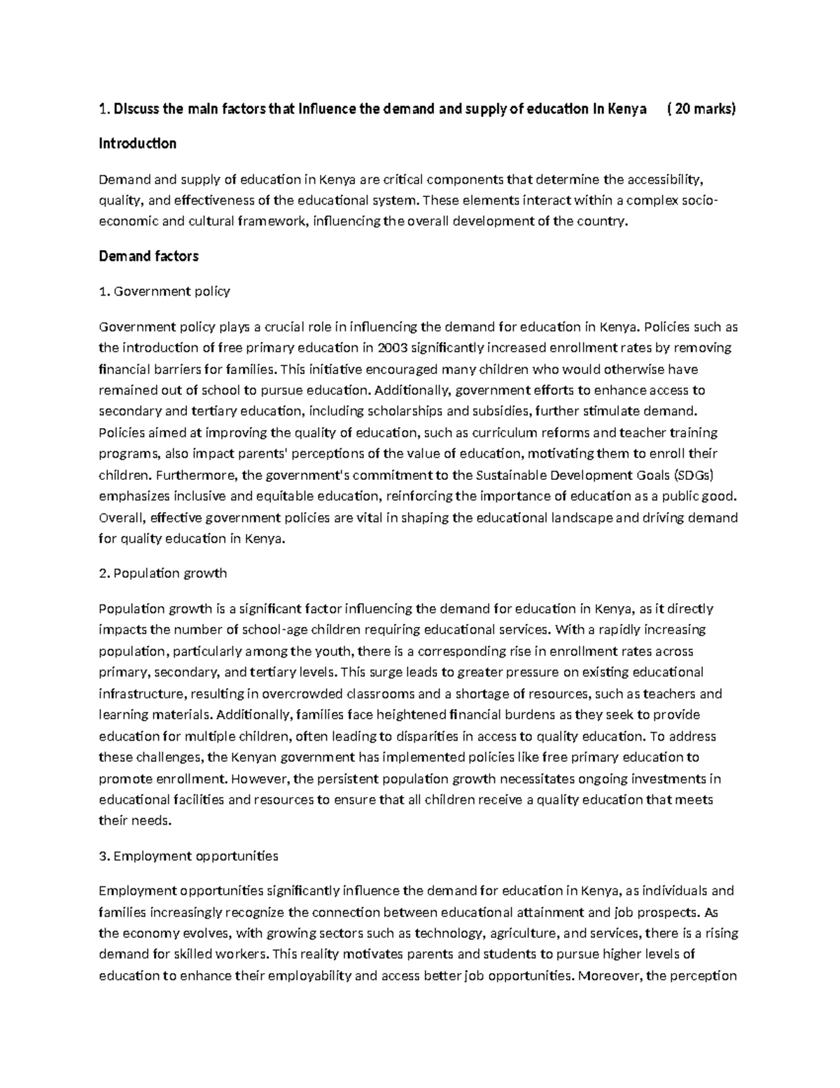 EDU 101: Factors Influencing Demand & Supply of Education in Kenya ...
