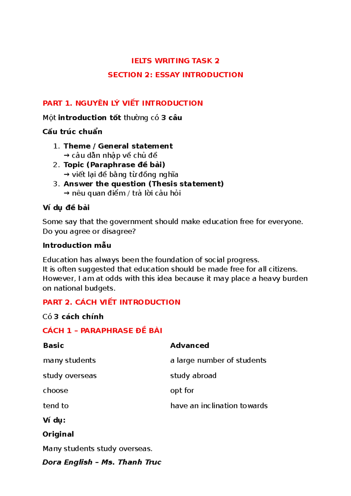IELTS Writing Task 2: Essay Introduction Techniques and Examples - Studocu
