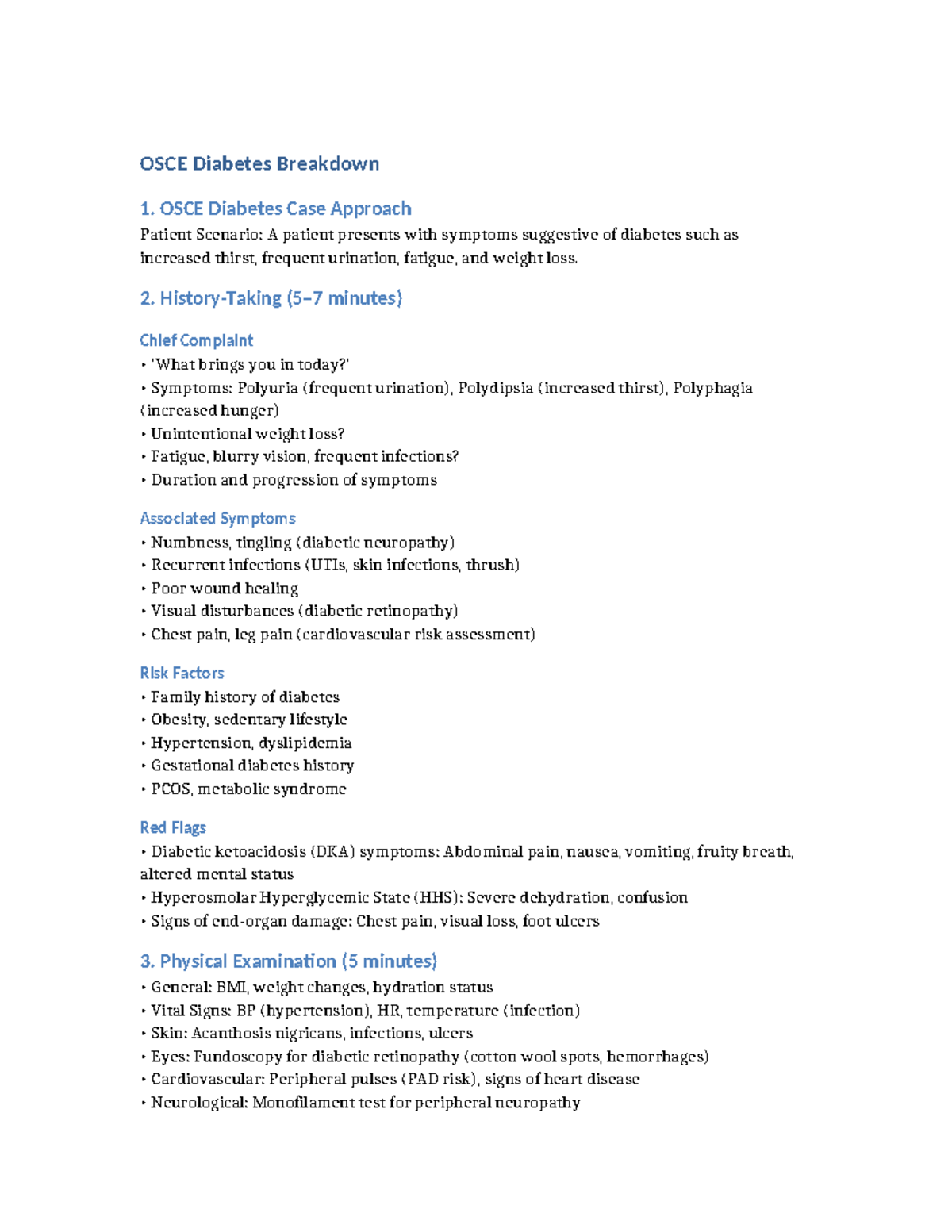 OSCE Diabetes Case Study: Patient Assessment & Management Guide - Studocu