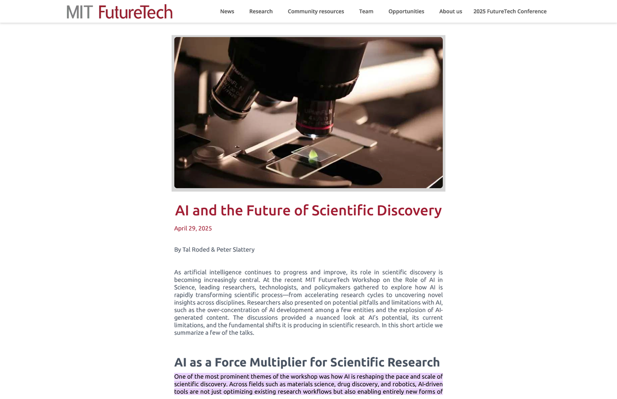 AI's Transformative Role in Scientific Discovery: Insights from MIT ...