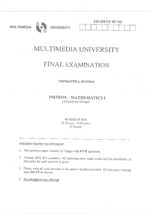 280252 PMT0101 Topic 4 - Lecture notes 4 - Mathematics 1 - Studocu