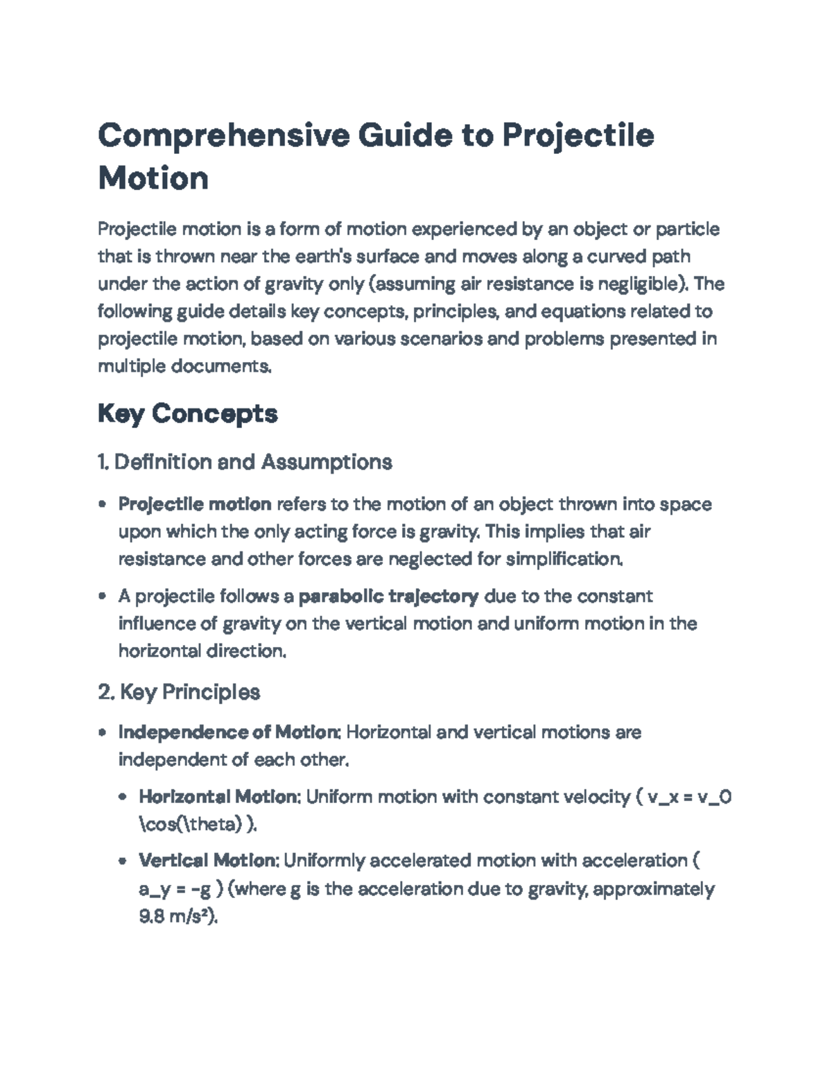 Understanding Projectile Motion: Concepts, Equations, and Examples ...