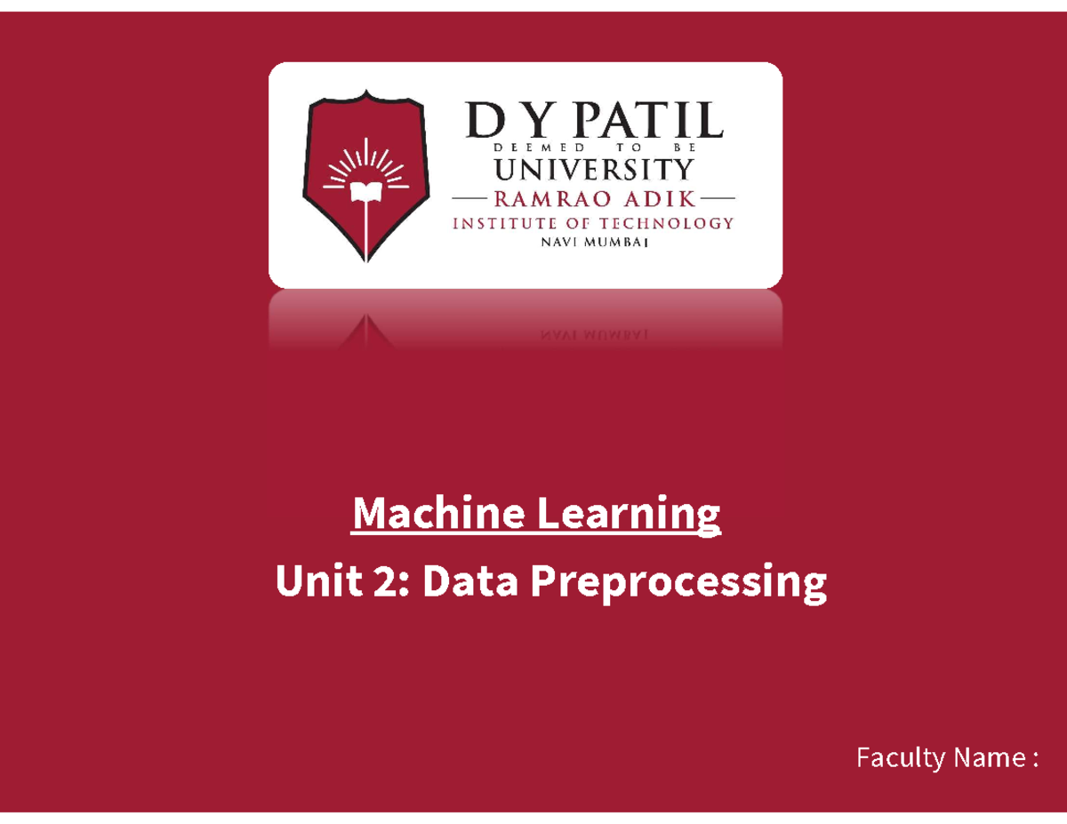 ML Module-2: Data Preprocessing & PCA Lecture Notes - Studocu