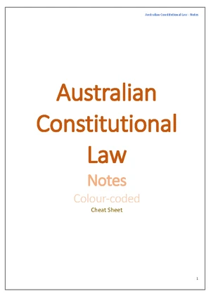 Australian Constitutional Law Notes Cheat Sheet (HD Color-Coded) - Studocu