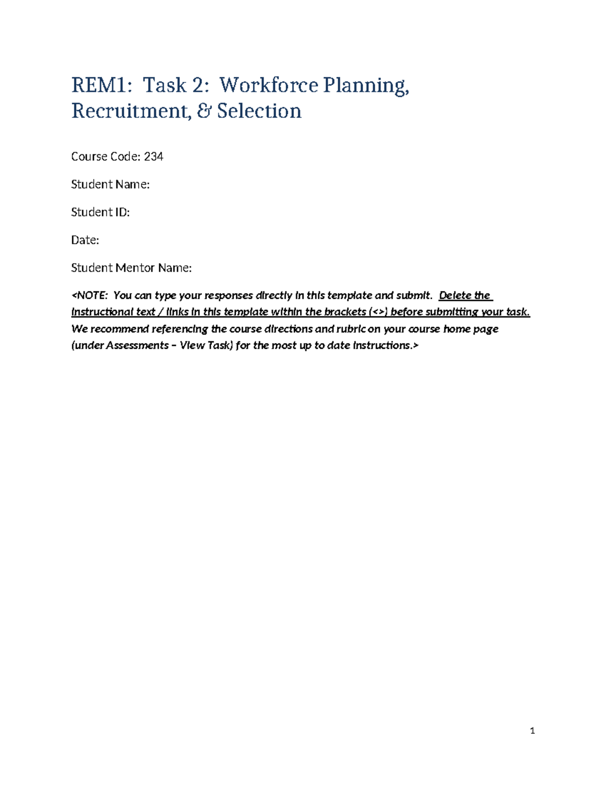 C234 Task 2 Template: Workforce Planning & Conflict Resolution - Studocu