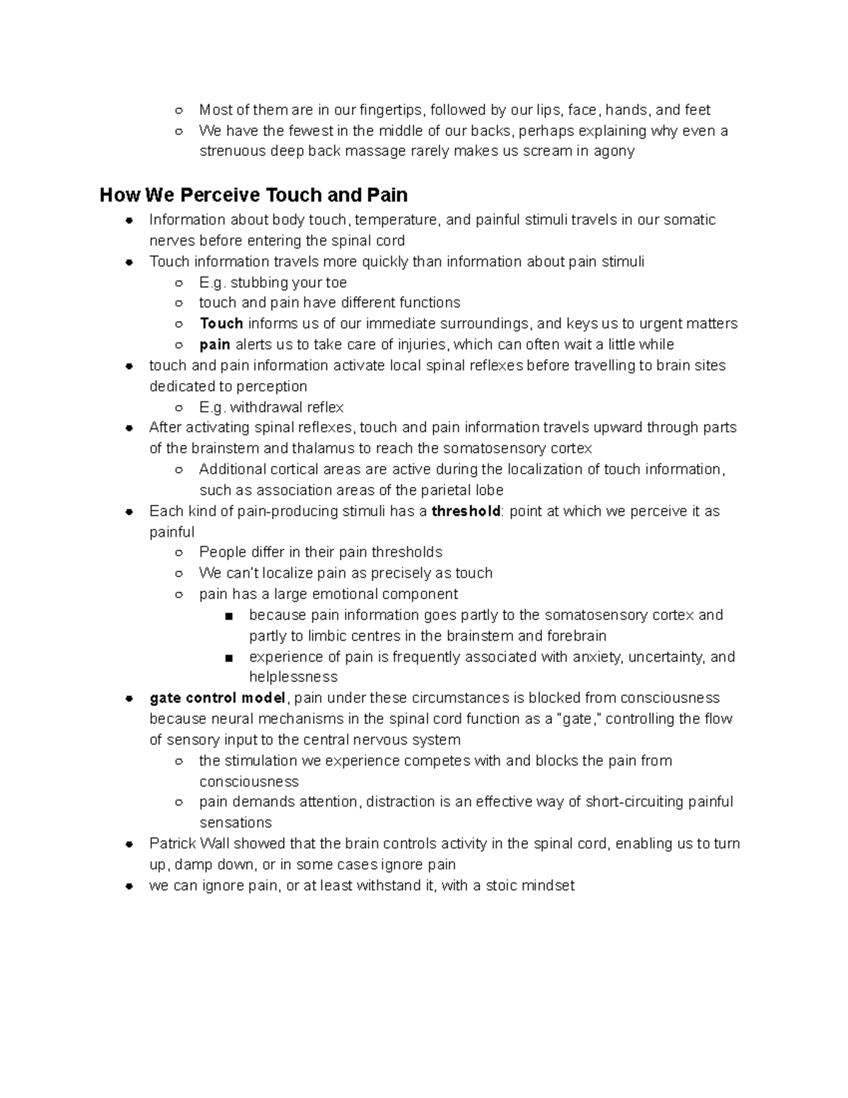 PSYC101 Chapter 4: Understanding Sensation & Perception of Touch - Studocu
